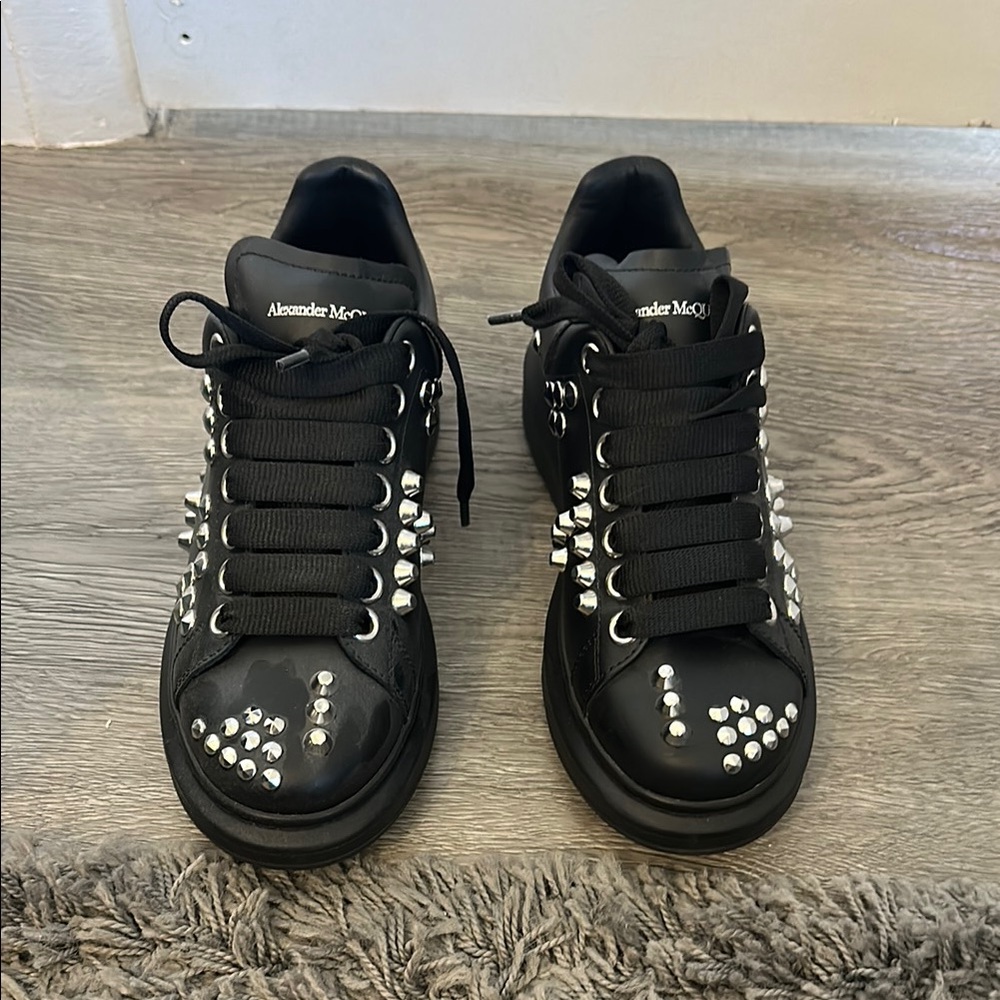 Alexander McQueen Black Sneakers with Silver Studs